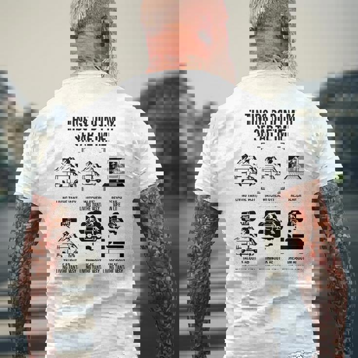 暇なときにやること、キャンピングカー、キャンピングカー メンズTシャツ バックプリント 高齢者への贈り物