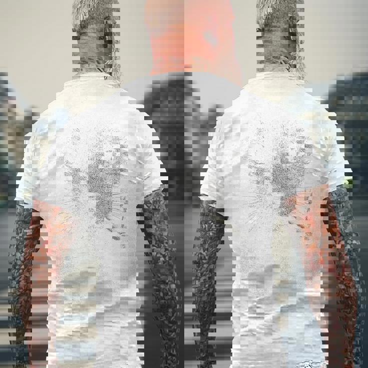 煙草の肖像画と猫ノワール猫 メンズTシャツ バックプリント 高齢者への贈り物