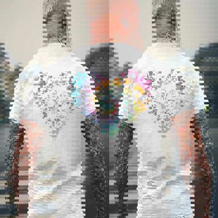 バックプリント 犬の足跡 犬 ペット 足跡 プリント 長袖tシャツ メンズTシャツ バックプリント 高齢者への贈り物