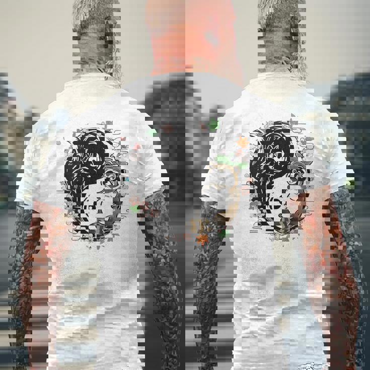 狸と狐 太極図 たぬき きつね メンズTシャツ バックプリント 高齢者への贈り物