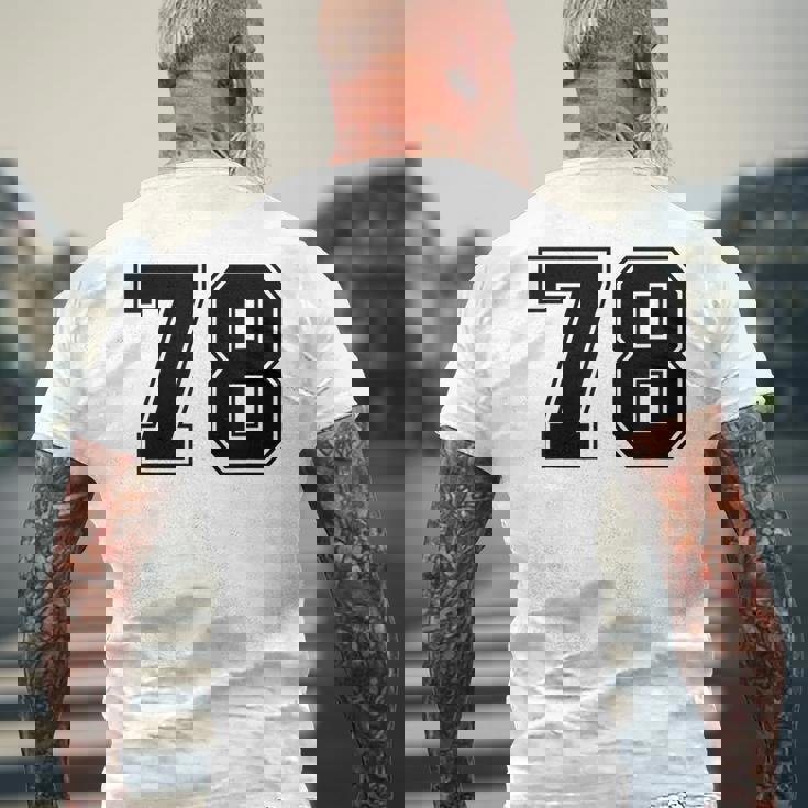 番号 78 ブラック スポーツファン ジャージ ナンバー メンズTシャツ バックプリント 高齢者への贈り物
