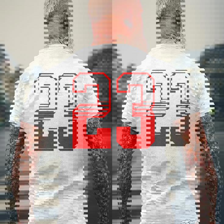 白赤番号 23 スポーツチーム メンズTシャツ バックプリント 高齢者への贈り物