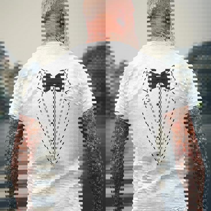 蝶ネクタイ付きホワイトtシャツ タキシード 面白いシャツ メンズTシャツ バックプリント 高齢者への贈り物