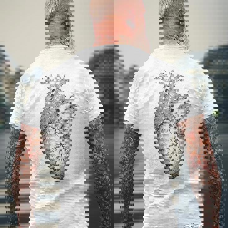 解剖学的に正しい人間の心臓tem Aorta Cardio メンズTシャツ バックプリント 高齢者への贈り物