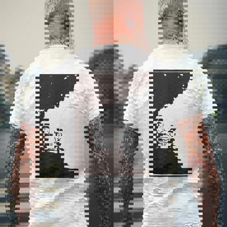 詩とメルヘン 東君平 なつのたぬき メンズTシャツ バックプリント 高齢者への贈り物