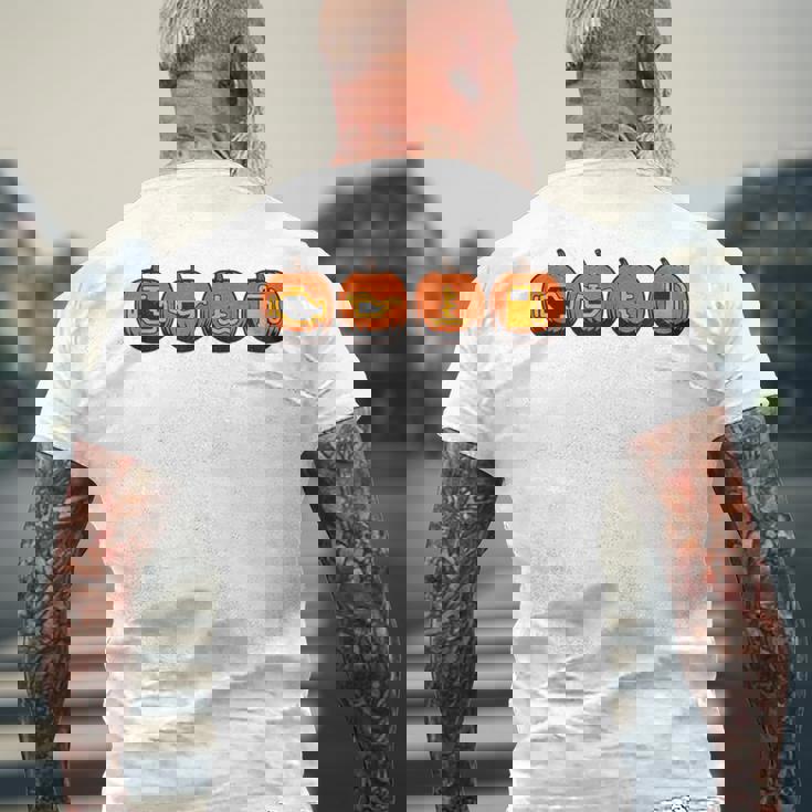 車の警告灯 面白いメカニック ハロウィン パンプキン オレンジ メンズTシャツ バックプリント 高齢者への贈り物