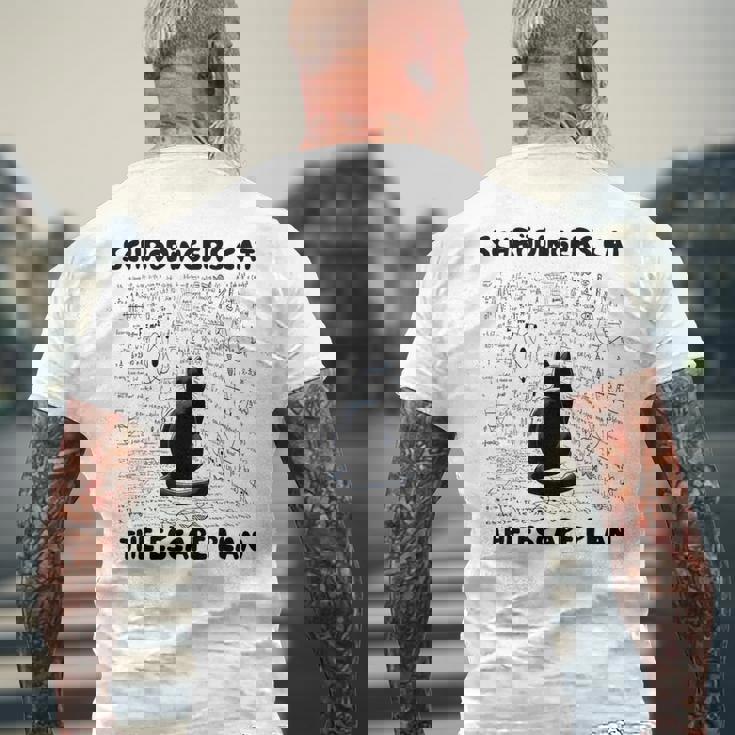 量子物理学教師シュレーディンガーの猫 脱出計画 メンズTシャツ バックプリント 高齢者への贈り物