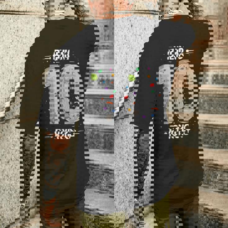 10 Year Old Rock Climbing 10th Birthday Adventures Climber Men's Back Print T-Shirt Gifts for Him