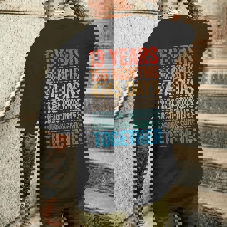 13年目の記念日 彼 彼女 カップル 13回目の結婚 メンズTシャツ バックプリント 彼への贈り物