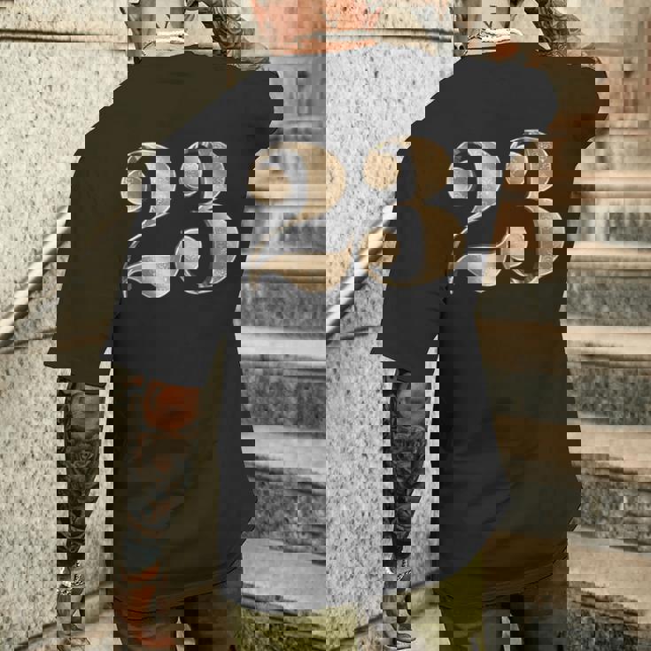 23 23 誕生日 お気に入り 数字 フルール・ド・リス メンズTシャツ バックプリント 彼への贈り物