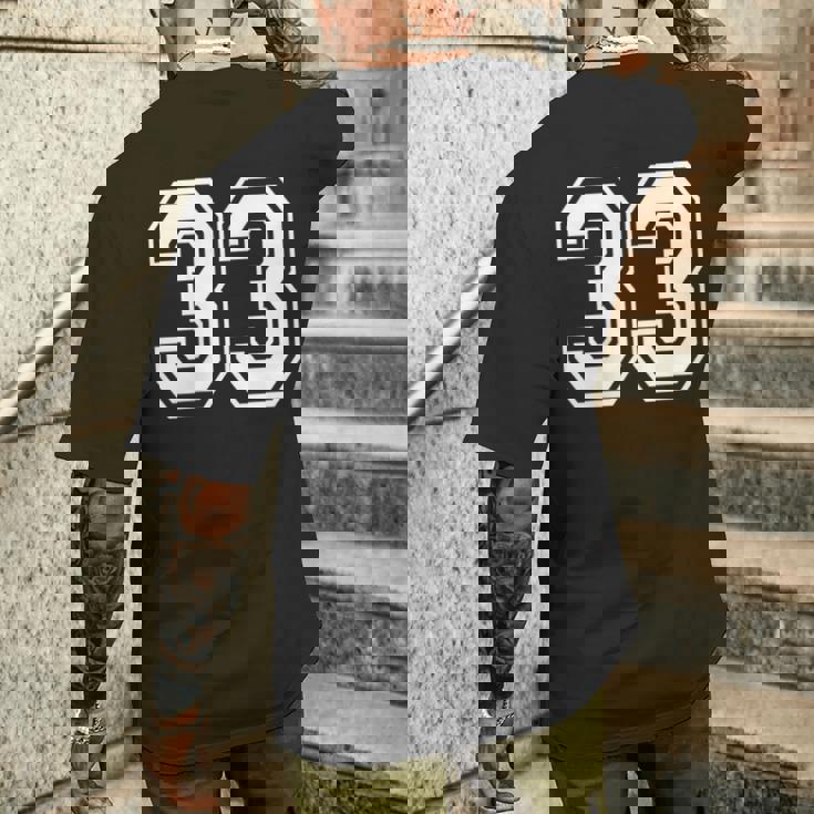 33番のスポーツスタイル。ホワイト。 メンズTシャツ バックプリント 彼への贈り物