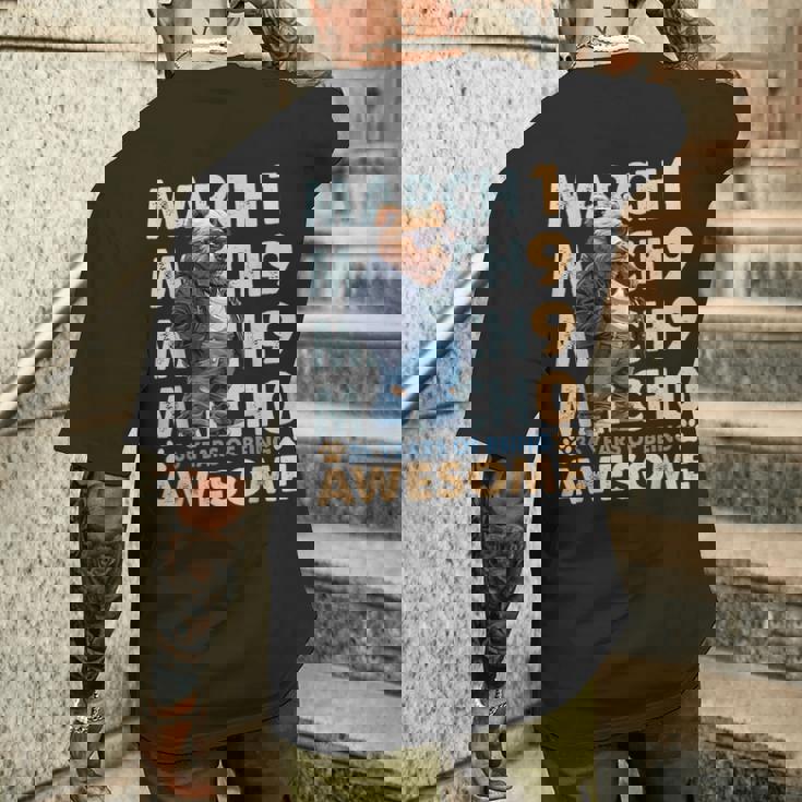 36Th Birthday Cool Bear March 1990Intage 36 Years Old メンズTシャツ バックプリント 彼への贈り物