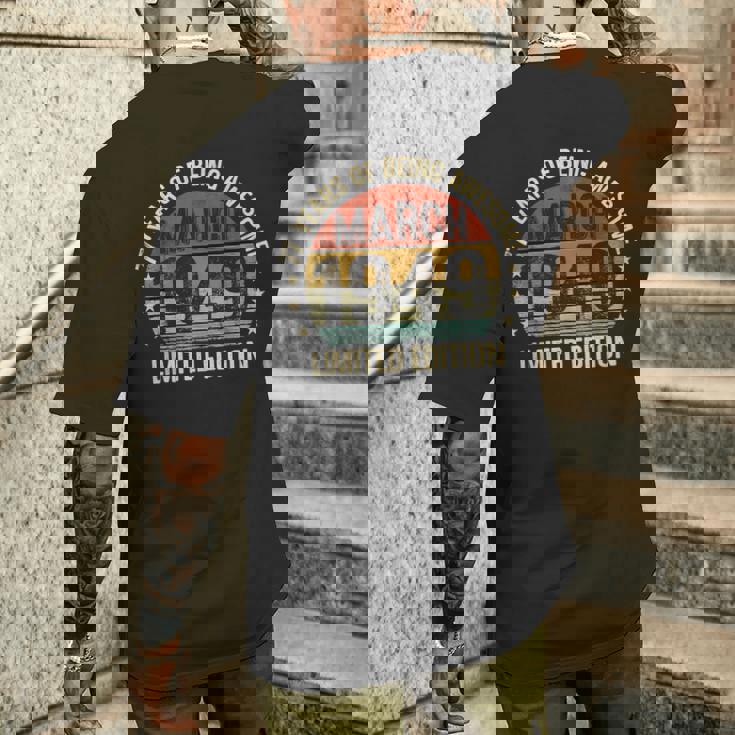 3月の誕生日 Est 1949 限定版 ヴィンテージ 77歳 メンズTシャツ バックプリント 彼への贈り物