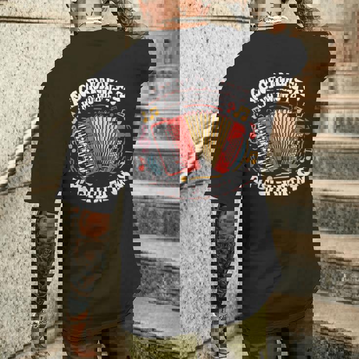 Accordionists Know How To Push Buttons 面白い レトロ アコーディオン メンズTシャツ バックプリント 彼への贈り物