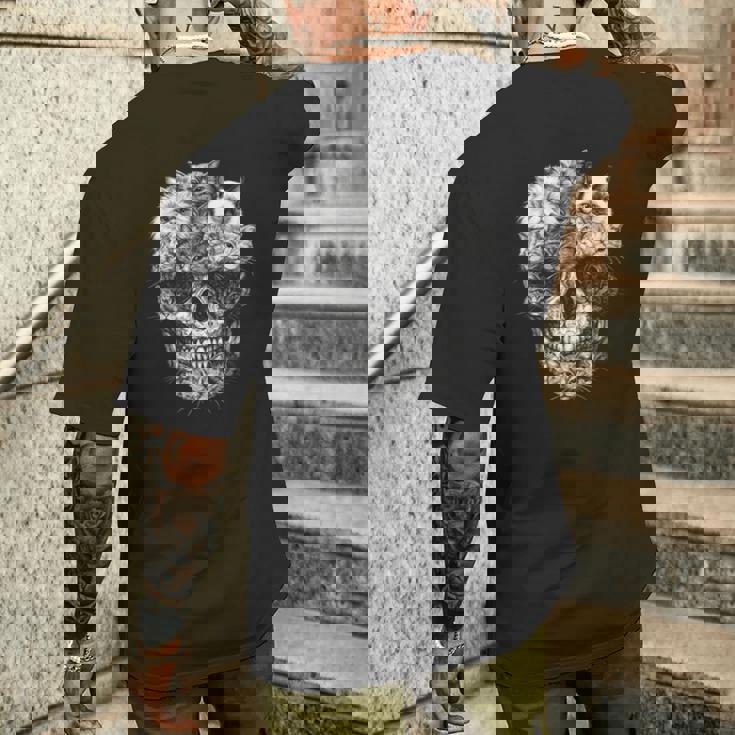 Akull But It's Cats Kitty スケルトン ハロウィン 猫 スカル メンズTシャツ バックプリント 彼への贈り物