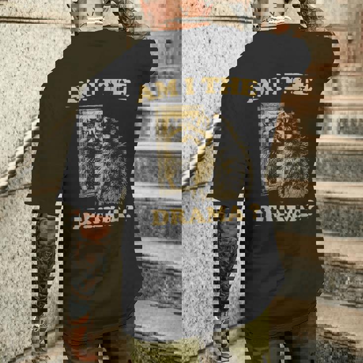 Am I The Drama Raccoon Unhinged Meme 陽気なアライグマのミーム メンズTシャツ バックプリント 彼への贈り物