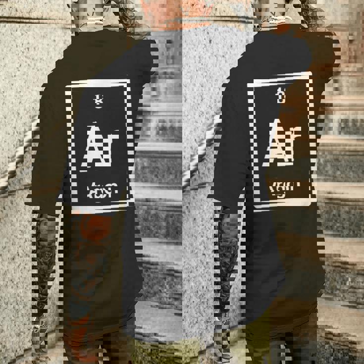 Argon Ar 元素周期表 サイエンスギフト メンズTシャツ バックプリント 彼への贈り物