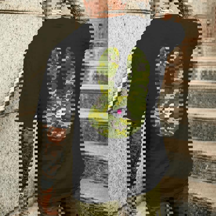 Badうさぎ星人 グリーン迷彩 メンズTシャツ バックプリント 彼への贈り物