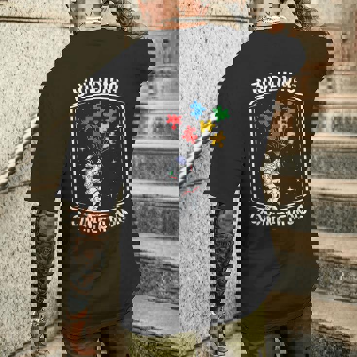 Building Connection Astronaut Autism メンズTシャツ バックプリント 彼への贈り物