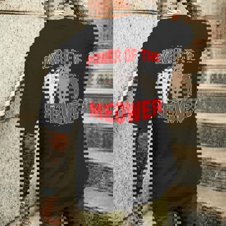 Catuperheros Power Of The Meower Feline Bossestrut Meow メンズTシャツ バックプリント 彼への贈り物