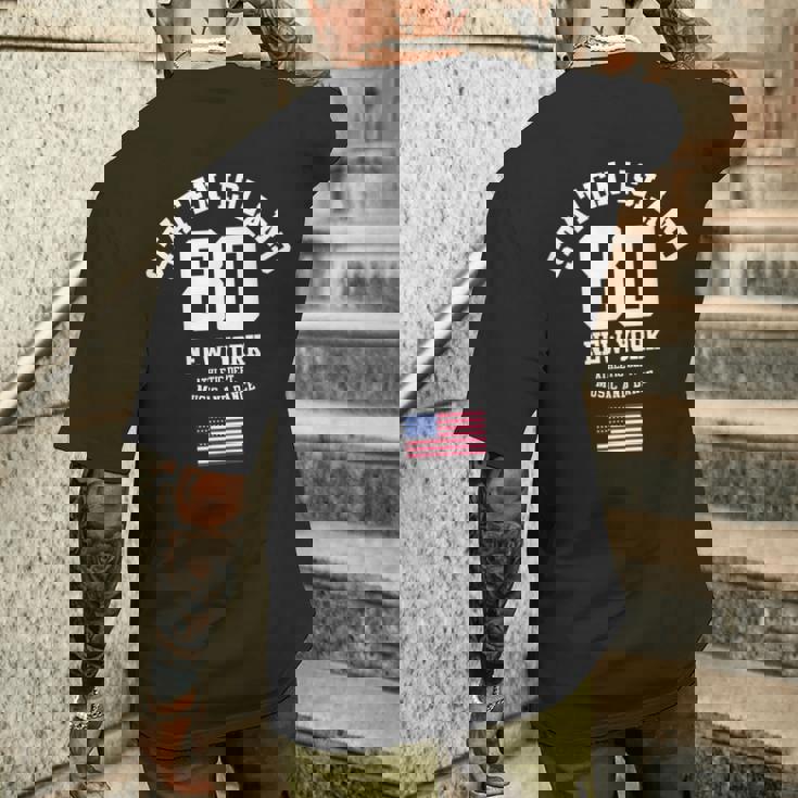 Cooltaten Island New York City Illustration Fashiontyle メンズTシャツ バックプリント 彼への贈り物