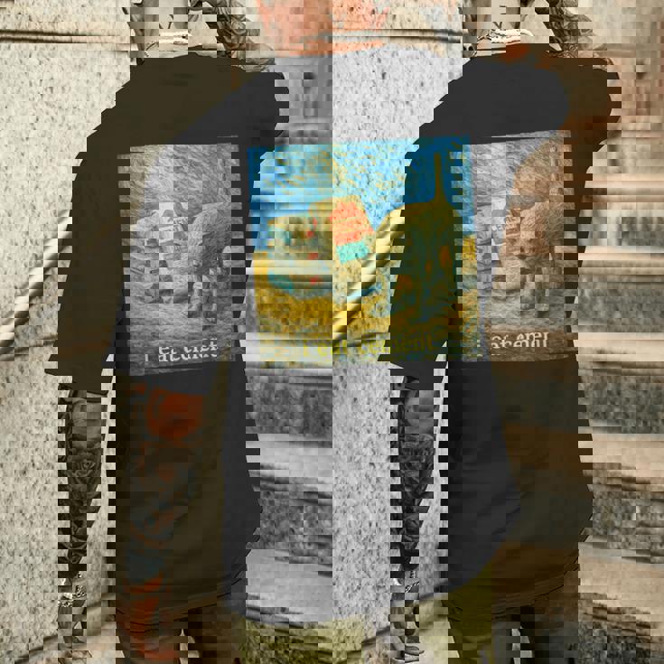 I Eat Cement 猫 ゴッホ 印象派 絵画 美学 メンズTシャツ バックプリント 彼への贈り物