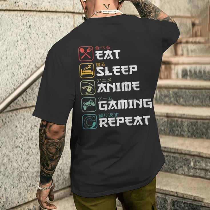 Eatleep Anime Gaming Repite El Manga Retro De Anime Otaku Manga Larga Camiseta Hombre Estampado Espalda Regalos para él