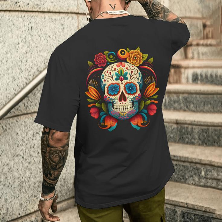 Fleurs Mexicainucre Crâne Dia De Los Muertos Cinco De Mayo T-shirt imprimé au dos Cadeaux pour lui