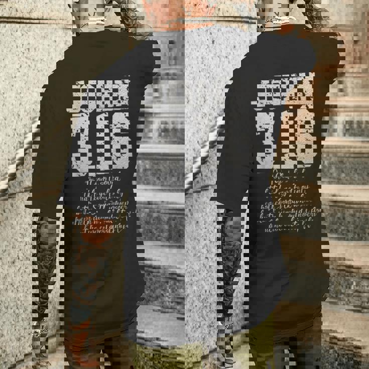 For Godo Loved The World John 316 聖書の言葉 キリスト教 メンズTシャツ バックプリント 彼への贈り物