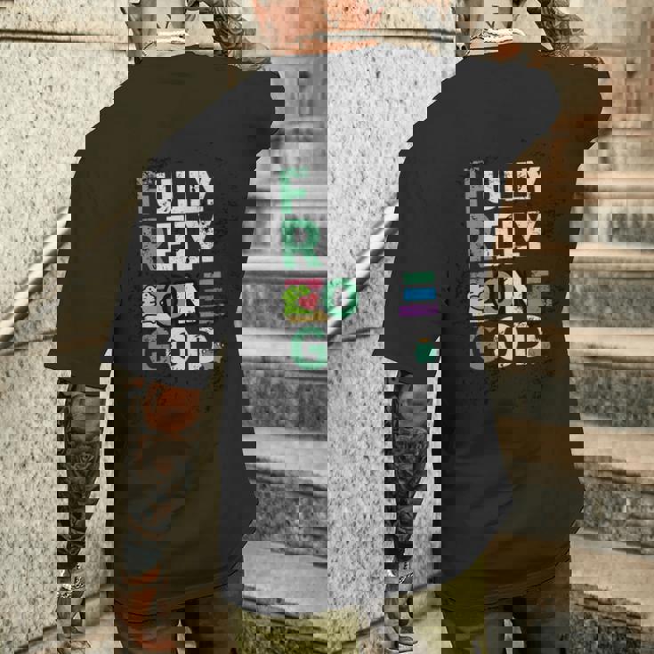 Frog Fully Rely On God 面白いレトロラブハートカエル愛好家 長袖tシャツ メンズTシャツ バックプリント 彼への贈り物