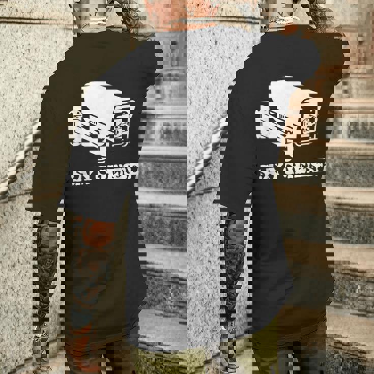 ay Cheese 監視防犯カメラ メンズTシャツ バックプリント 彼への贈り物