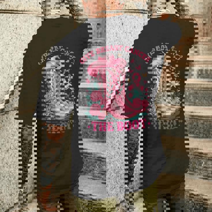 Give Breast Cancer The Boot Cancer Awareness Men's T-shirt Back Print Gifts for Him