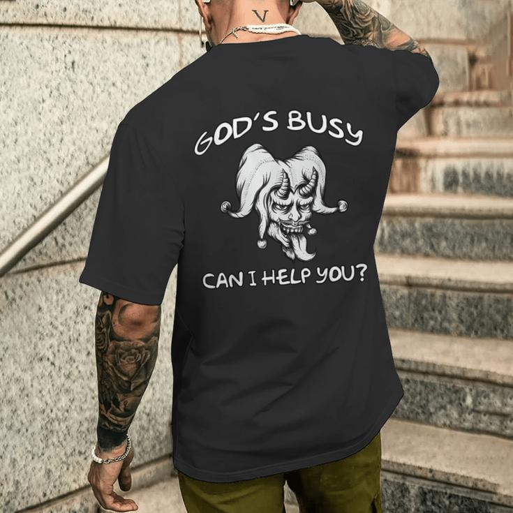 God's Busy Can I Help You Idée Cadeau Amusante T-shirt imprimé au dos Cadeaux pour lui