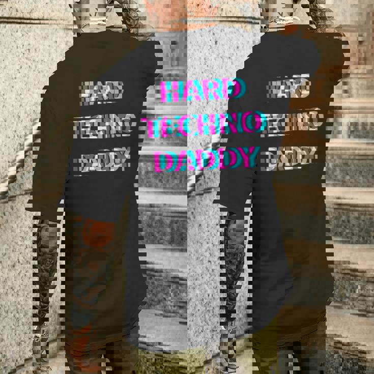 Hard Techno Daddy Edm Electro Music Festival Dad Father Rave メンズTシャツ バックプリント 彼への贈り物