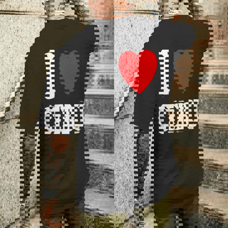 I Heart 愛 セブ 旅行 バケーション ツーリズム フィリピン メンズTシャツ バックプリント 彼への贈り物