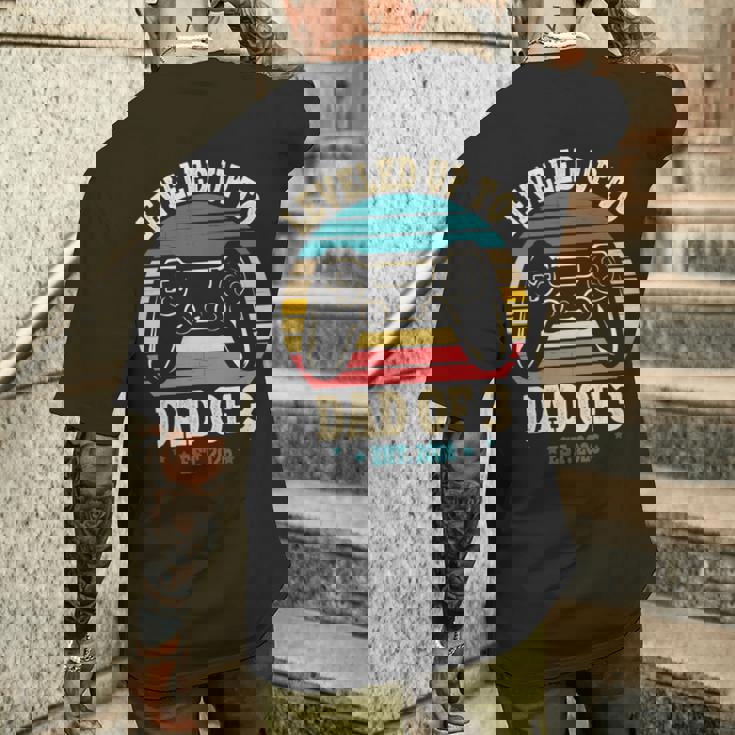 Ho Raggiunto Il Livello Fino A Papà Di 3 Anni 2026 Promosso A Papà Di Tre Bambini Maglia A Manica T-shirt da uomo con stampa posteriore Regalos para él