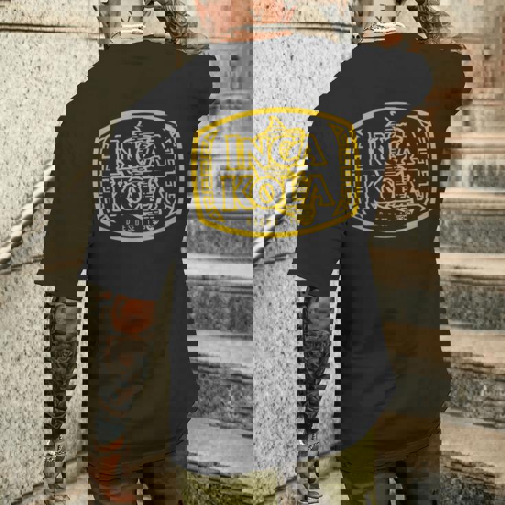 Inca Kola ペルーゴールデンコーラ バブルガムクリーム ソーダ ゴールド メンズTシャツ バックプリント 彼への贈り物