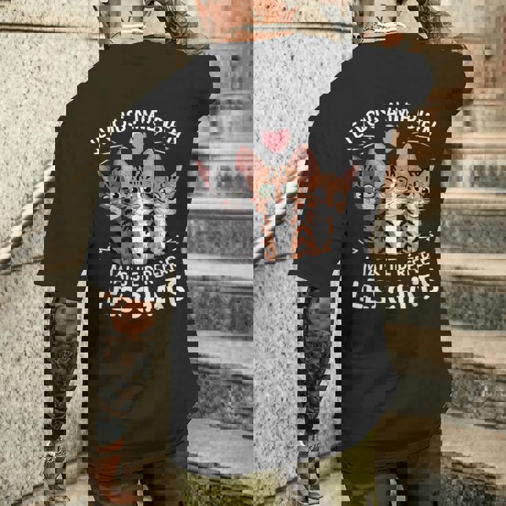 Jeous Aime Bien Mais Je Prefere Les Chats Humour Chat T-shirt imprimé au dos Cadeaux pour lui