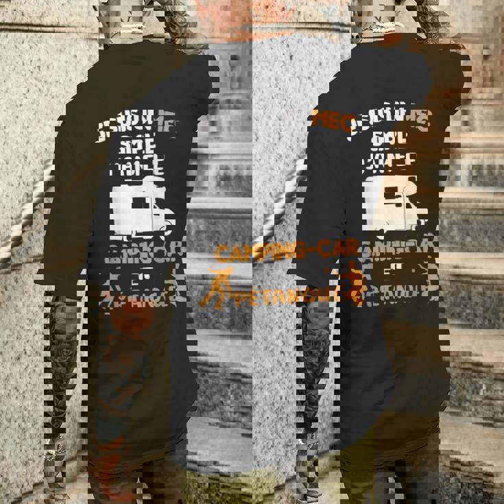 Jeuis Un Mecimple J'aime Camping Car Et Pétanque T-shirt imprimé au dos Cadeaux pour lui