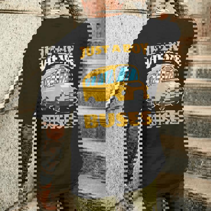 Just A Boy Who Loves Buses バス愛好家 バス愛好家 名言 メンズTシャツ バックプリント 彼への贈り物