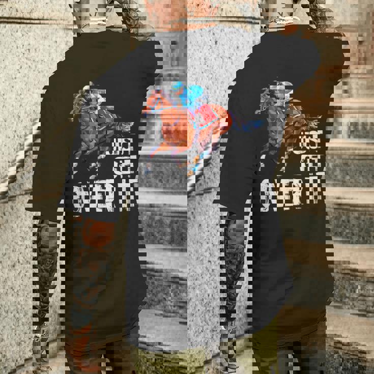 Just Get Over It 馬ショー ジャンピング乗馬 メンズTシャツ バックプリント 彼への贈り物