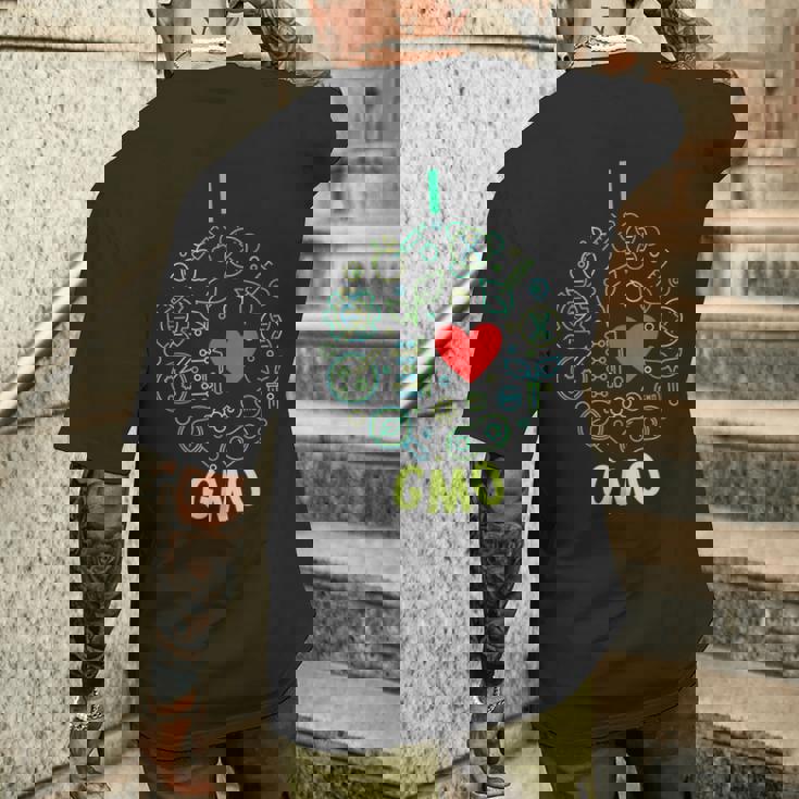 I Love Gmo ラウンドラインデザイン メンズTシャツ バックプリント 彼への贈り物