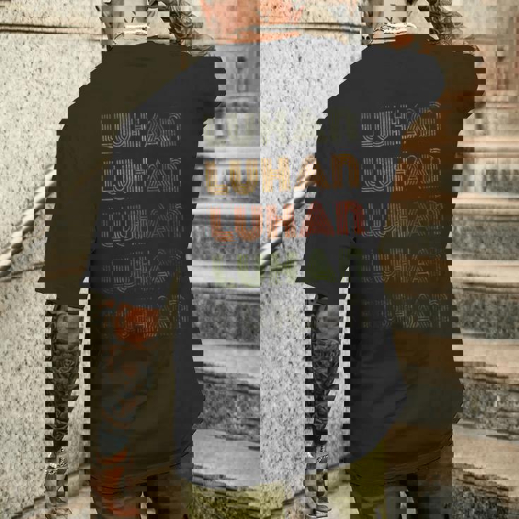 Love Heart Luhan グランジ ビンテージスタイル ブラック Luhan メンズTシャツ バックプリント 彼への贈り物