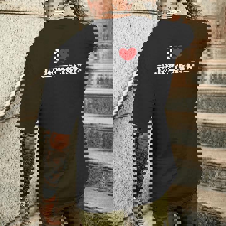 I Love Jefferson 私は愛する Jefferson メンズTシャツ バックプリント 彼への贈り物