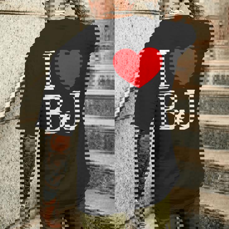 I Love ハート Bj メンズTシャツ バックプリント 彼への贈り物