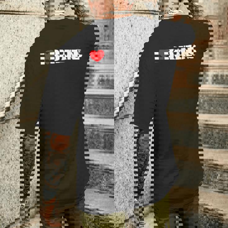 I Love ハート Brains メンズTシャツ バックプリント 彼への贈り物