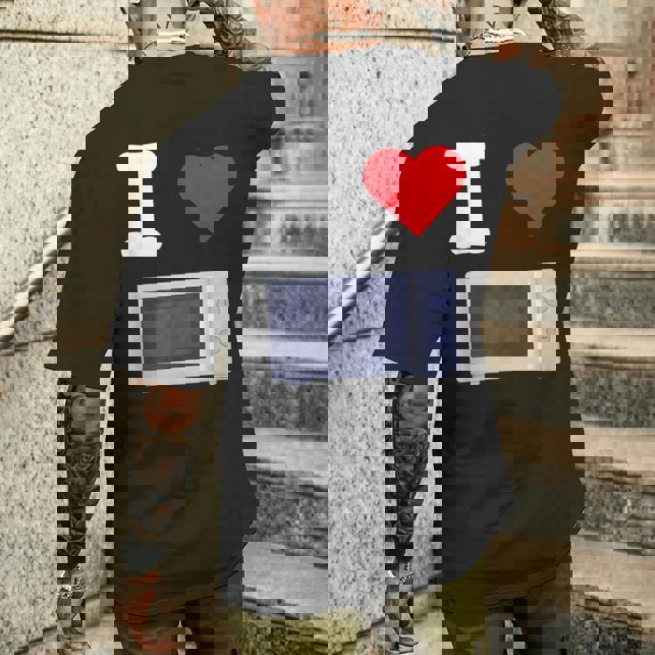 I Love 電子レンジ オーブン 料理 暖房 食品 キッチン 家電 メンズTシャツ バックプリント 彼への贈り物