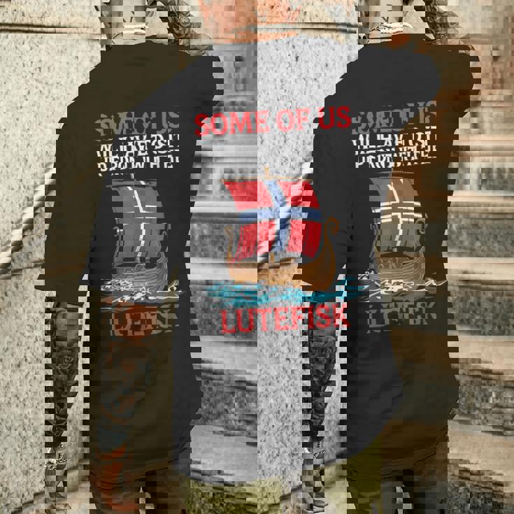 Lutefisk Who Will についてお子様に話さないでください。 メンズTシャツ バックプリント 彼への贈り物