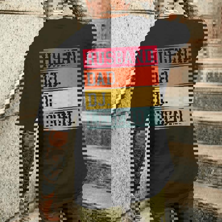 Marito Papà Dj Leggenda Divertente Dj Disc Music Lover T-shirt da uomo con stampa posteriore Regalos para él
