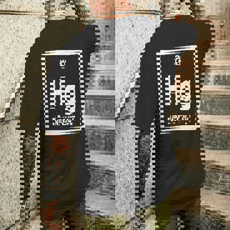 Mercury Hg 元素周期表 サイエンスギフト メンズTシャツ バックプリント 彼への贈り物
